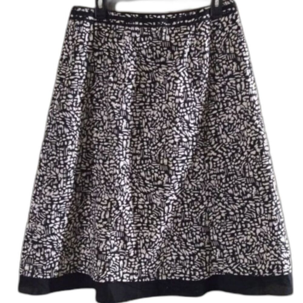 Christopher & Banks Black & White Abstract A-Line Skirt Size 10